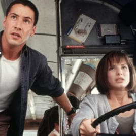 Keanu Reeves and Sandra Bullock in Speed